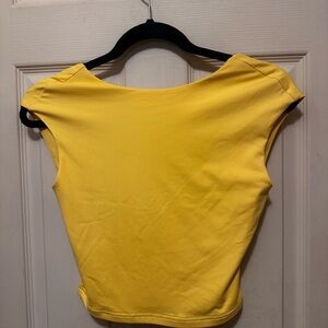 SHEIN Yellow Cap Sleeve Fitted Crop & skirt set